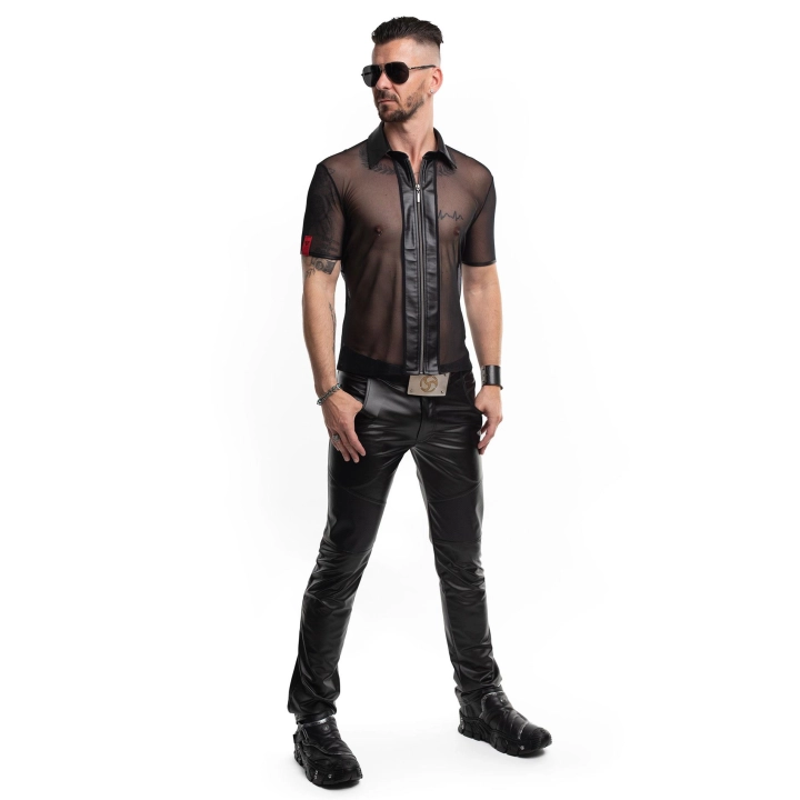 Polo REGNES FETISH PLANET — siateczka transparentna, wetlook, zamek XL