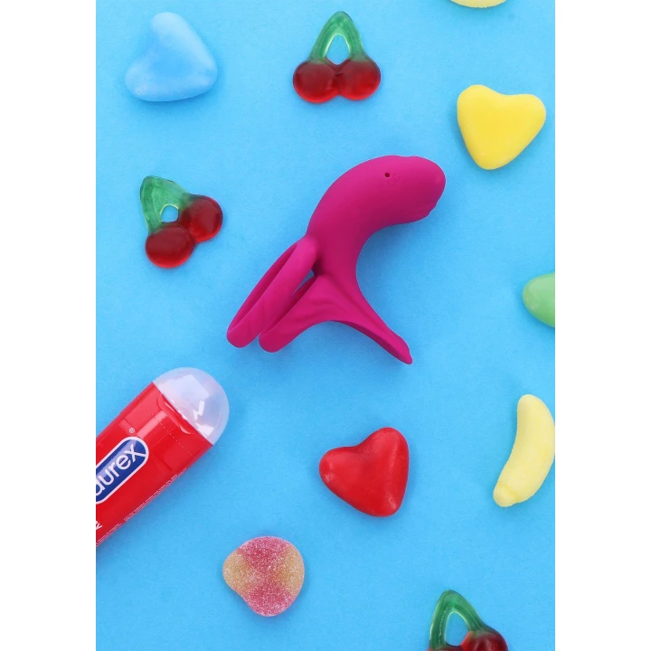 Pierścień stymulujący dla par - Fuksja, silikonowy, wodoodporny, wibrujący