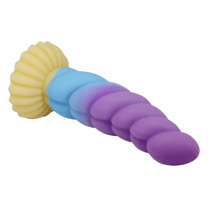 Dildo Power Monsters Unicorn - 22 cm, silikonowy, teksturowany, przyssawka