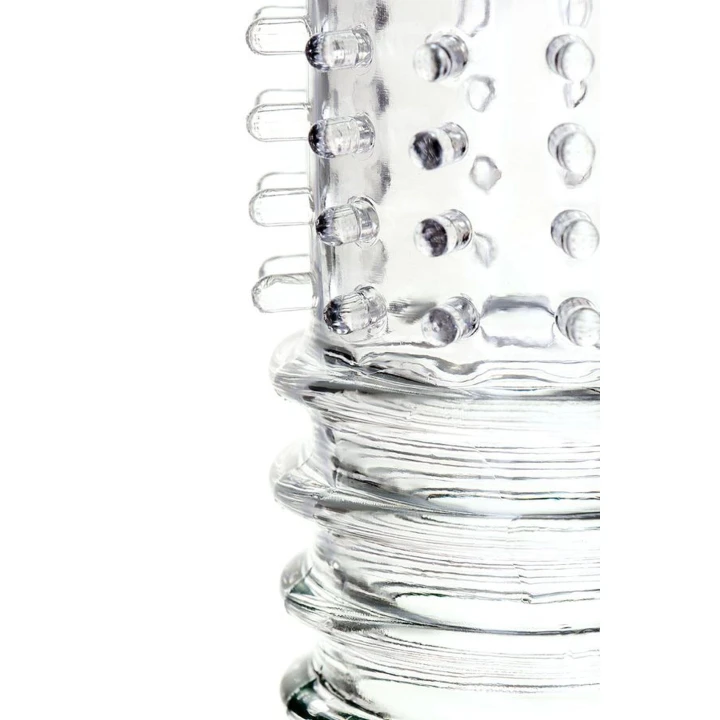 Nakładka na penisa A-Toys Baldi, TPR, przezroczysta, 15,3 cm, podwójna przyjemność