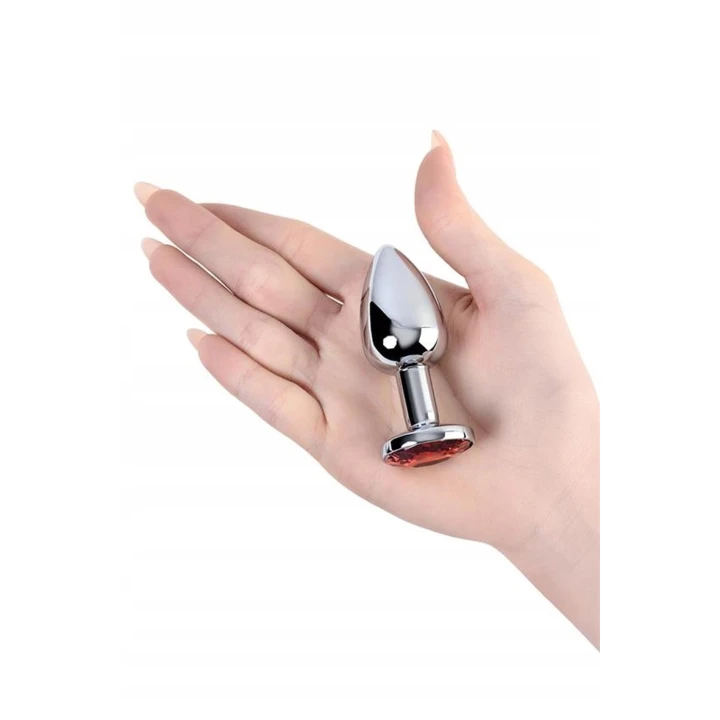 Korek analny metalowy z kryształkiem, długość 7,1 cm, elegancki design