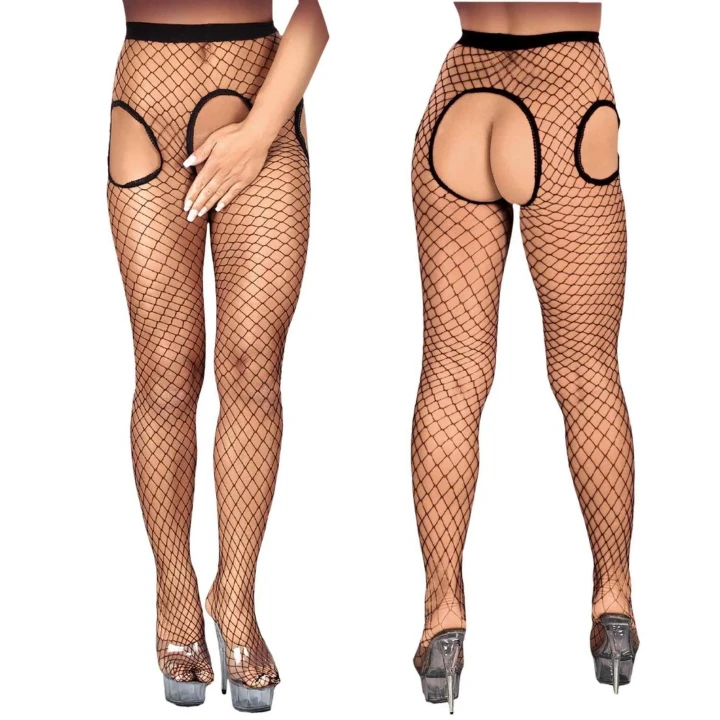 Rajstopy kabaretki ROXANA, czarne, z otworami, rozmiar S/M, model 6134