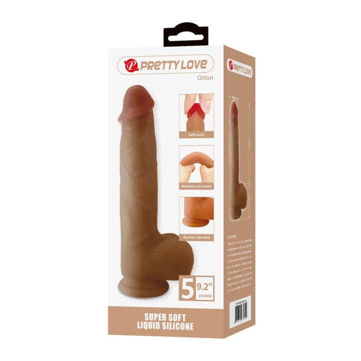 Dildo Pretty Love Orton 23,5cm, silikonowy, wodoodporny, przyssawka do uprzęży