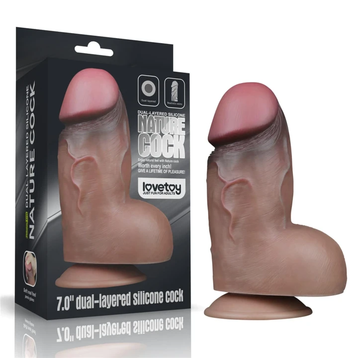 Dildo - Platynowy Silikon, 7 cali, Dwuwarstwowy, Hiperrealistyczna Tekstura