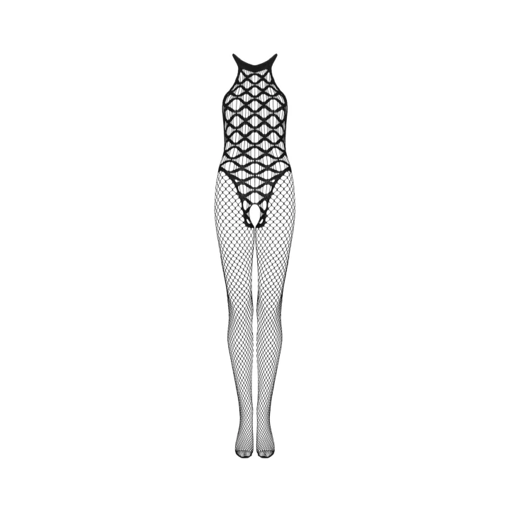 Bodystocking OBSESSIVE G332 - czarny, elastyczne paseczki, otwarty krok, S/M/L