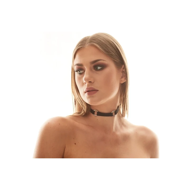 Obroża skórzana ANAIS - regulowana, ekologiczna, z metalowymi akcentami