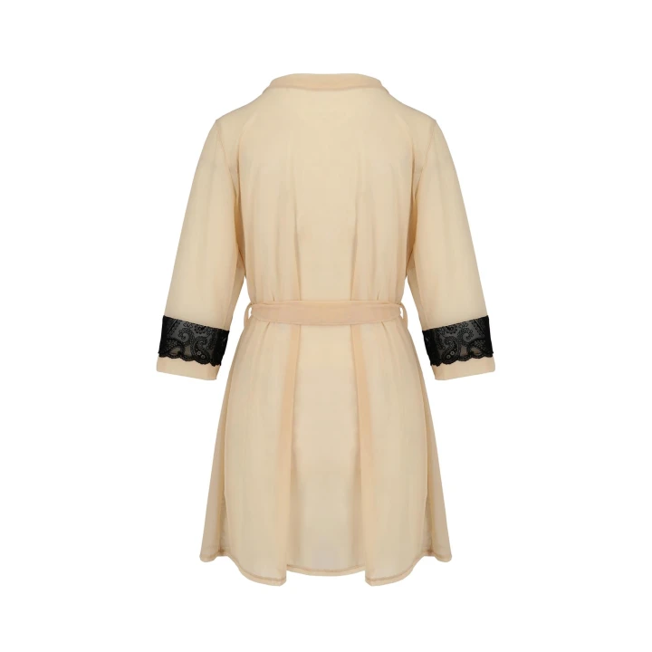 Peniuar CASMIR - Tiulowy, krótki, z elegancką koronką, rozmiar L/XL