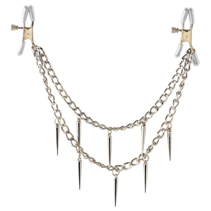 Zaciski na sutki FFS Rock Hard z regulacją, podwójnym łańcuchem i gumową osłoną