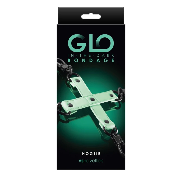 Zestaw restrykcyjny Glo Hog Tie NS Novelties, PU Skóra, Długość 23.6 cm, świecący w ciemności