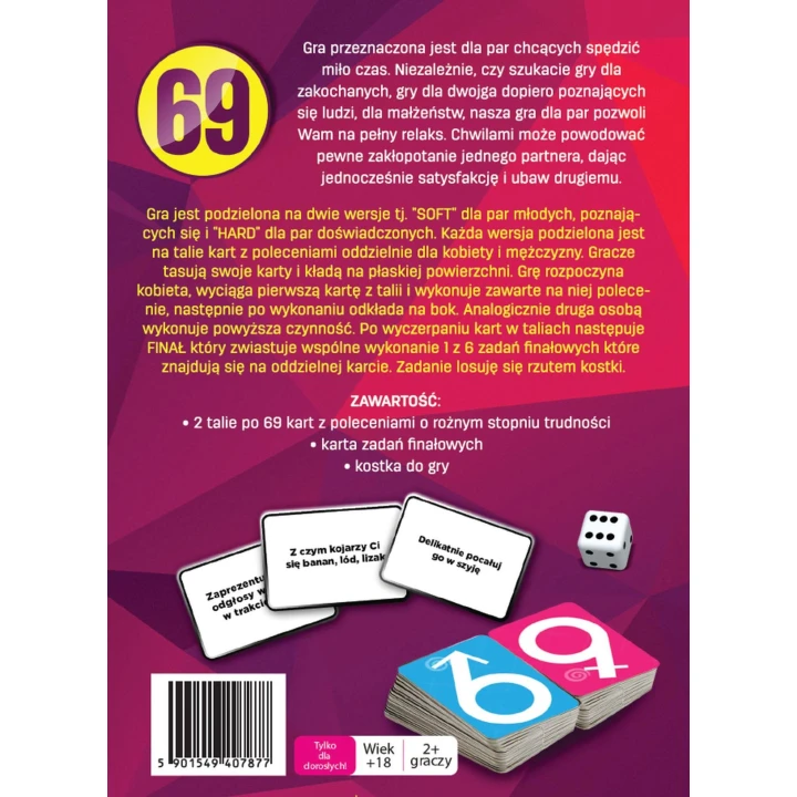 Gra karciana dla par - Gra 69, relaksująca, erotyczna zabawa dla dwojga