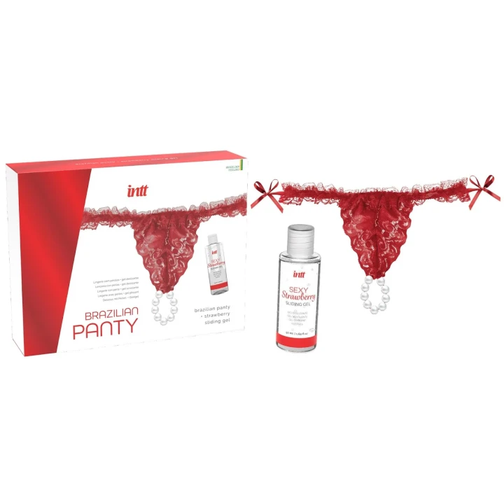 Zestaw koronkowych fig z pierścieniem, żel na bazie wody, smak truskawki