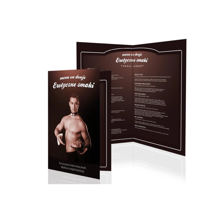 Karta menu erotyczna Grajmy Razem – Rozkładana A4, dla dorosłych, na romantyczne kolacje