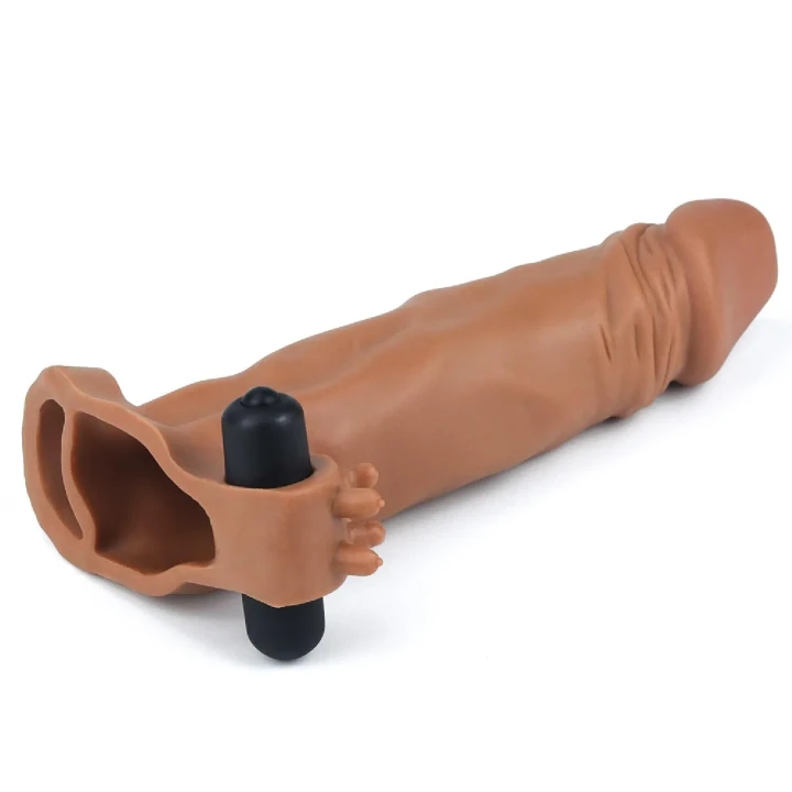 Rękaw przedłużający do penisa Vibrating Pleasure X - 2 cale długości, realistyczny, TPE