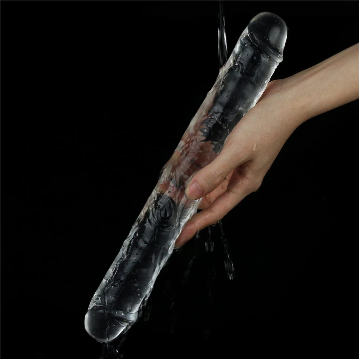 Dildo LOVETOY, przezroczysty TPE, podwójne zakończenie, 30 cm długości, elastyczny