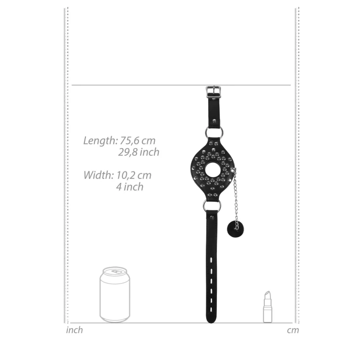 Knebel z szerokim otworem - Black, regulowany, z mocnej skóry PU, wodoodporny