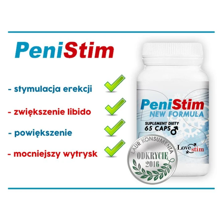 Suplement diety PeniStim – 65 kapsułek, zwiększa libido, wspomaga erekcję, naturalne składniki