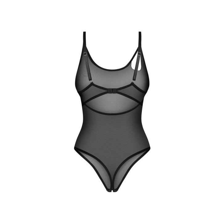 Body OBSESSIVE z otwartym krokiem, transparentne, czarne, z regulacją fit to=none