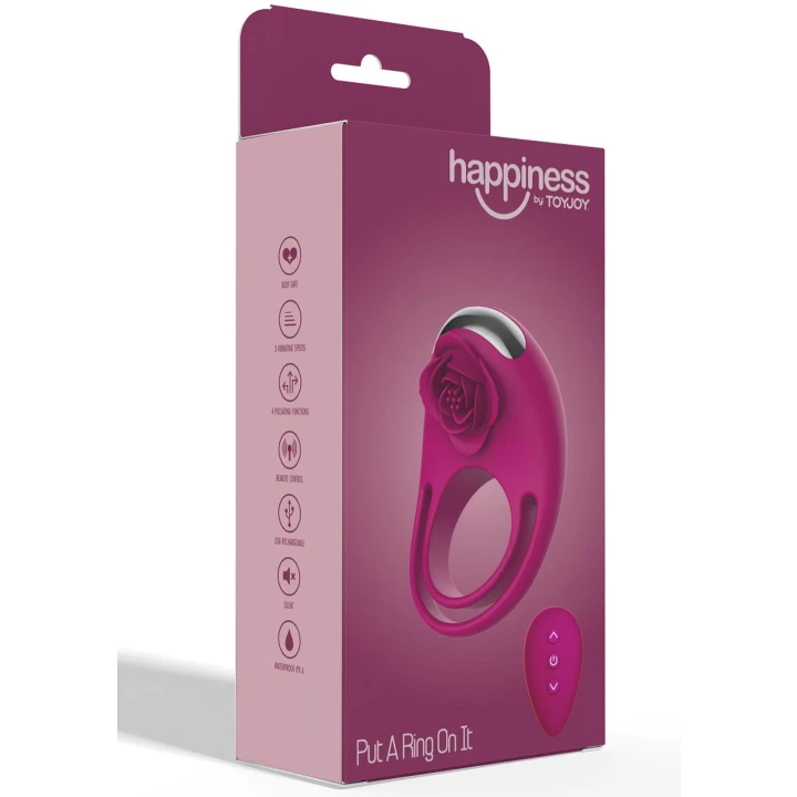 Pierścień erekcyjny ToyJoy Put A Ring On It, silikonowy, 3 prędkości wibracji, pilot zdalny