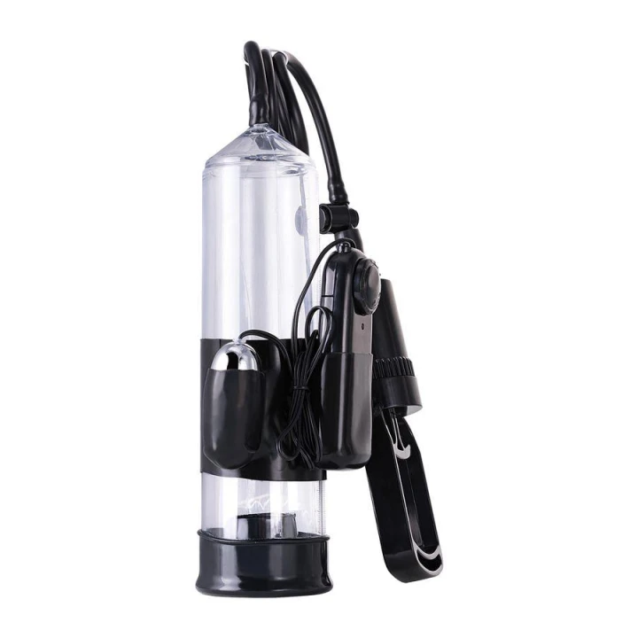 Pompka do penisa A-TOYS, PVC, wibrująca, długość 22,8 cm, przezroczysta