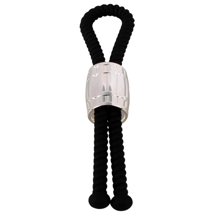 Pętla na penisa Heavy Rope od Rebel, regulowana, z metalowym obciążeniem 84 g