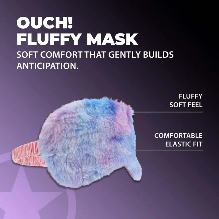 Opaska na oczy - Fluffy Mask, miękka pluszowa, elastyczny pasek, multikolor