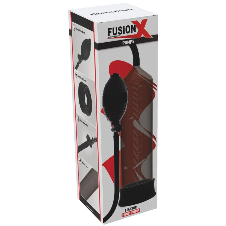 Pompka do penisa FUSION X – 23 cm, poliwęglan, silikon, ręczna z manometrem
