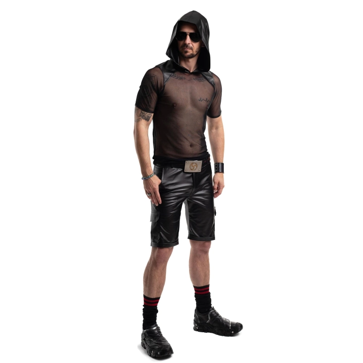 T-shirt REGNES FETISH PLANET – transparentna siateczka, wetlook kaptur, XXL