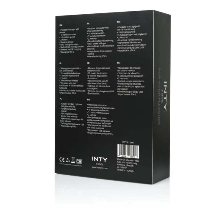 Masażer prostaty INTY Toys - wodoodporny, 10 trybów wibracji, silikonowy