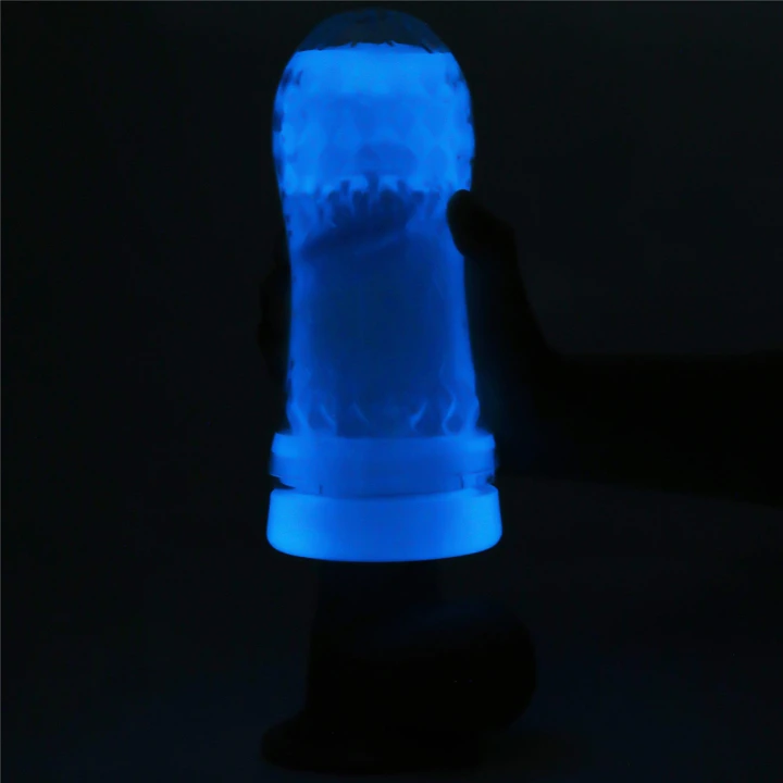 Masturbator - Lumino Play, TPE, 20.5 cm długości, żebrowany tunel, świecący w ciemności