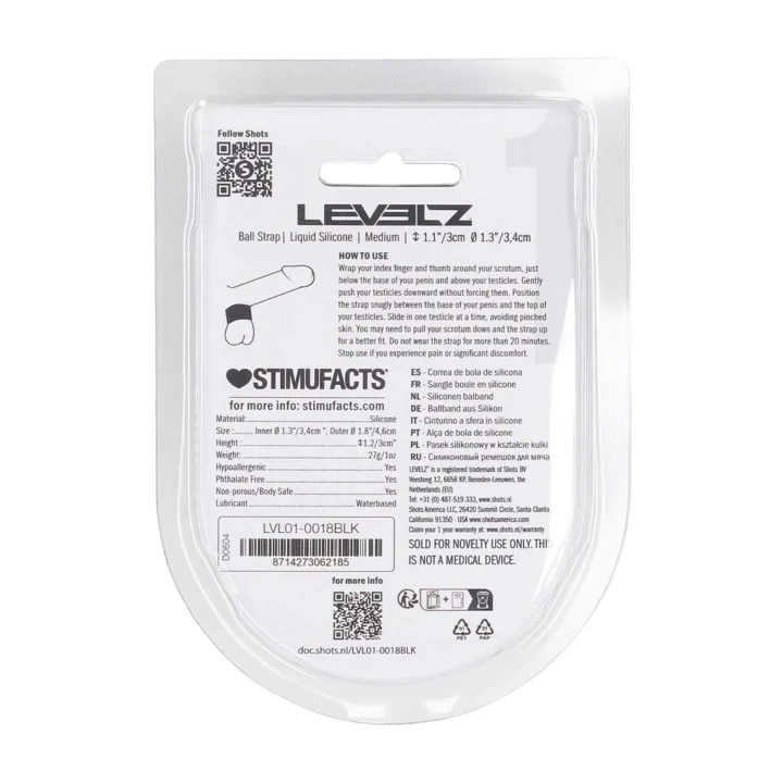Rozciągacz jąder LEVELZ - Silikonowy, 34mm, Czarny, Dopasowanie bez wibracji