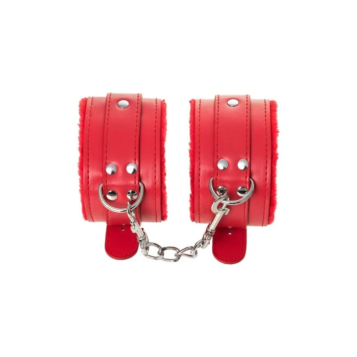 Kajdanki erotyczne Anonymo, skóra naturalna, welurowe wyściełanie, 27 cm