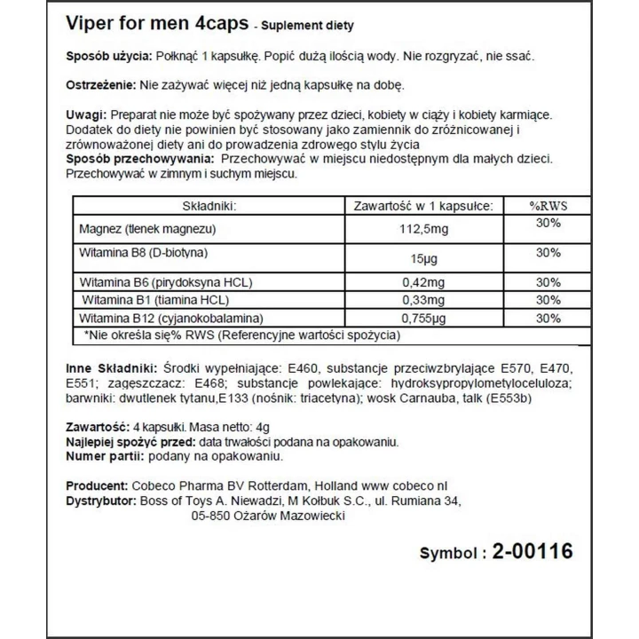 Suplement diety Viper - Magnez, Witamina B, Wsparcie układu nerwowego