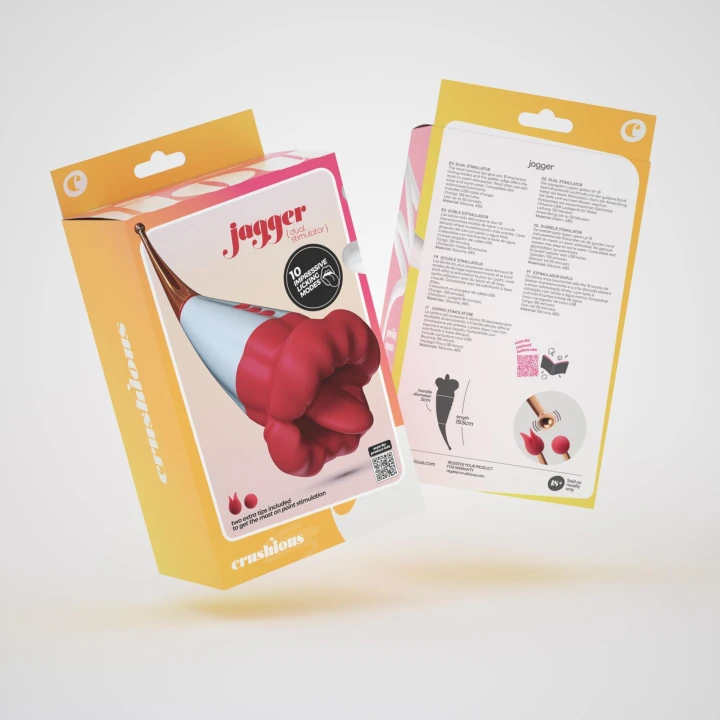 Stymulator podwójny Crushious Jagger 19,5 cm, 10 trybów wibracji, silikonowy