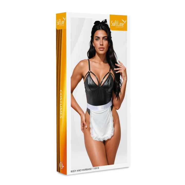 Body SOFTLINE COLLECTION, czarne 3XL z opaską na włosy