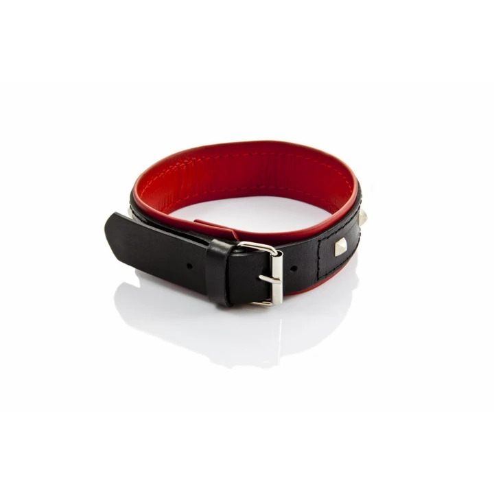 Obroża damska WHIPS, skórzana, z regulacją 38-44 cm, szerokość 4 cm, z ćwiekami