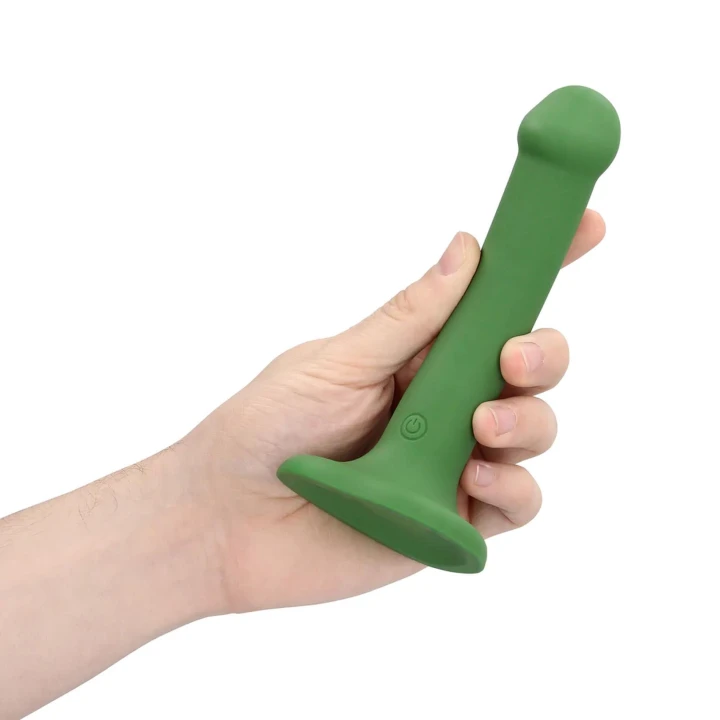 Wibrujące dildo Loveline - silikonowe, 16,5 cm, małe, zielone