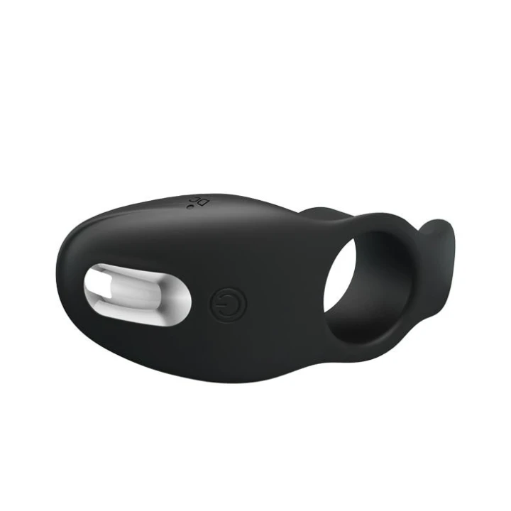 Pierścień wibracyjny - PRETTY LOVE, 7 funkcji, silikonowy, czarny, akumulator USB