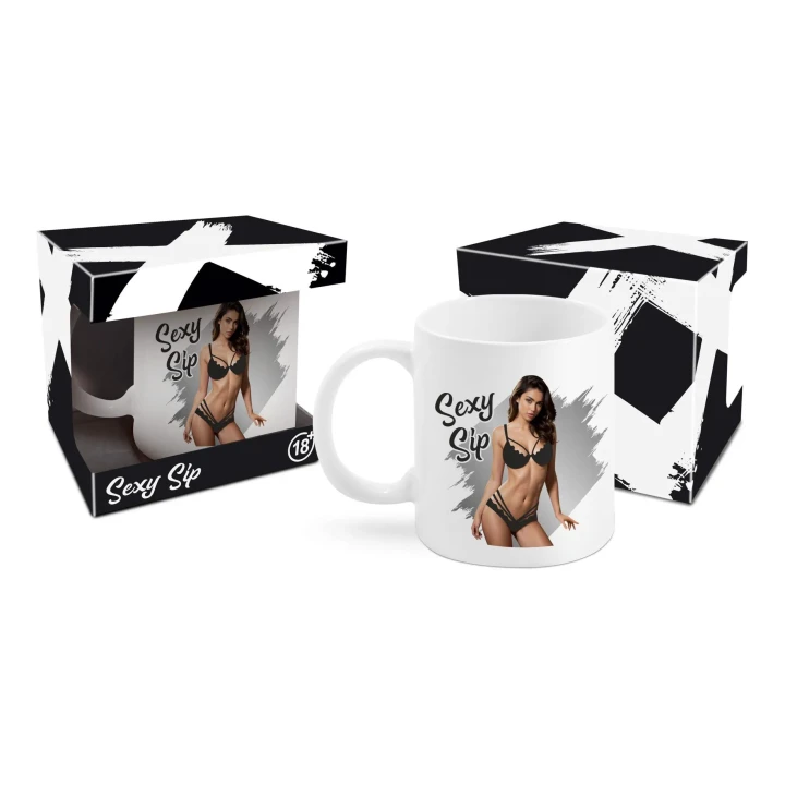 Kubek ceramiczny Sexy Sip 300ml, zmysłowy nadruk, eleganckie opakowanie prezentowe