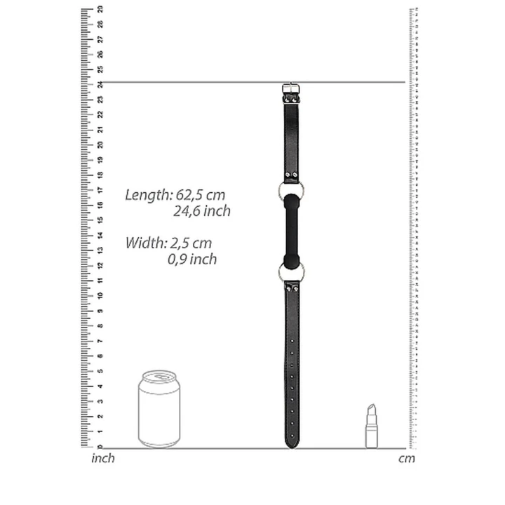 Knebel silikonowy OUCH! - czarny, wodoodporny, z regulowanymi paskami