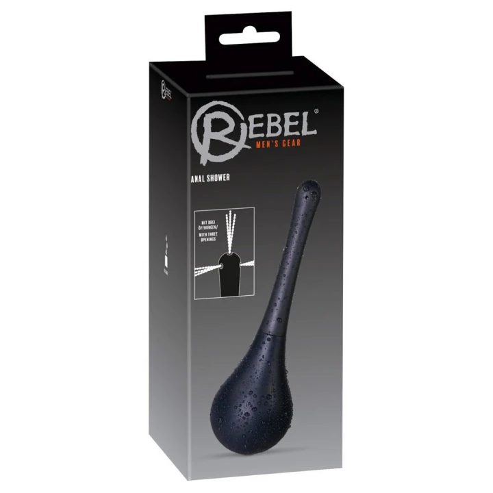 Prysznic analny Rebel, czarny, pojemność 200 ml, silikon, długość 26 cm