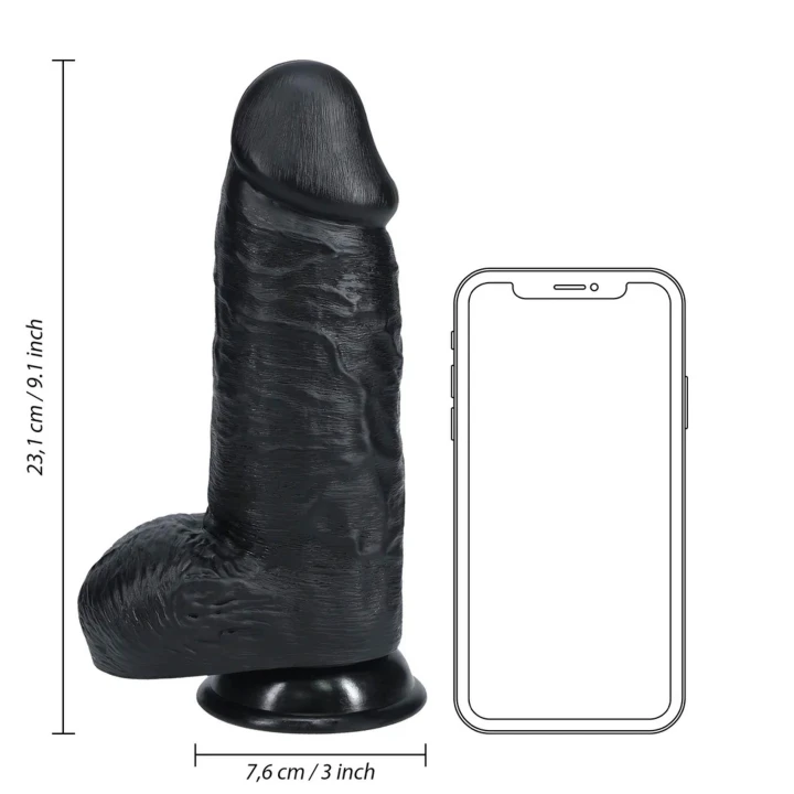 Dildo RealRock 23 cm, PVC, Extra Gruby, Realistyczny z Przyssawką