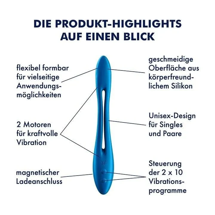 Wibrator wielofunkcyjny Satisfyer Elastic Game, silikonowy, 2 silniki, wodoodporny