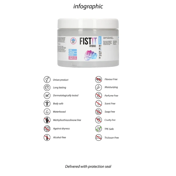 Lubrykant hybrydowy Fist It 500 ml – woda i silikon, łatwe aplikacja, komfort użycia