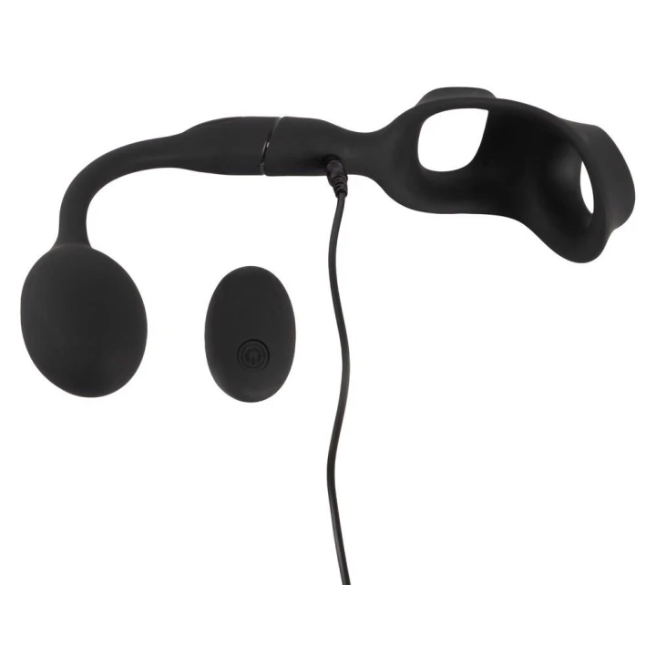 Pierścień na penisa z wtyczką analną REBEL, silikon, zdalne sterowanie, 10 trybów wibracji