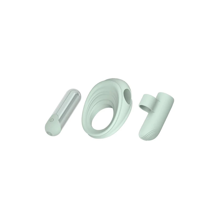 Wibrator Glam 3-w-1, silikonowy, wodoodporny, pierścień erekcyjny, nasadka na palec