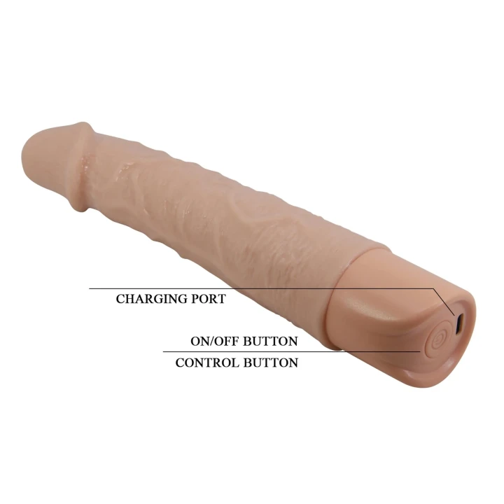 Dildo realistyczny Pretty Love Leander, 20,3 cm, 10 trybów wibracji, USB Type-C