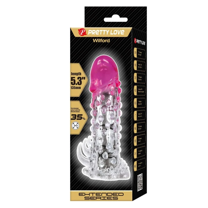 Dildo PRETTY LOVE Wilford, 13,5 cm, Żebrowany, Wodoodporny, TPR