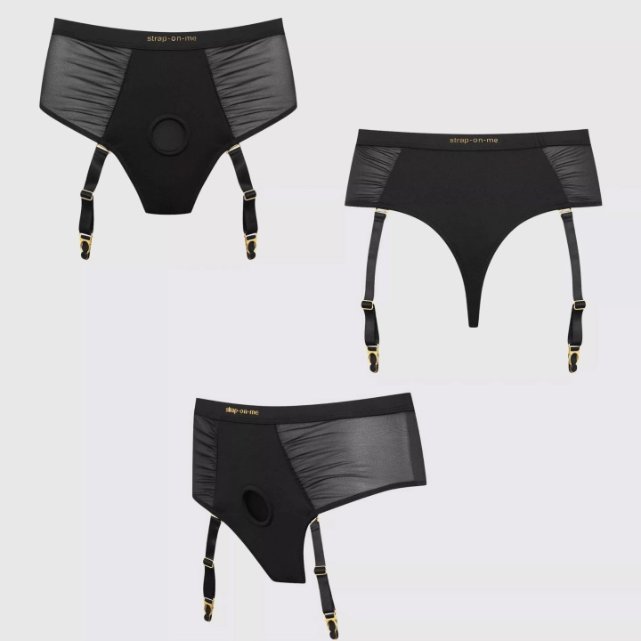 Harness bieliźniany IDYLLE, wysoki stan, 4 paski do pończoch, czarny