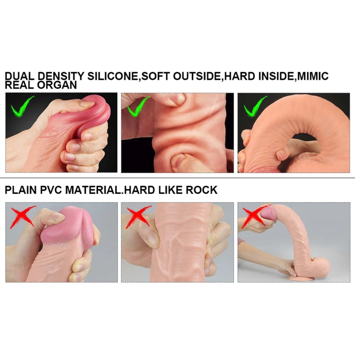 Dildo - Dwuwarstwowe Platynowe Silikonowe, 30,5 cm, Hiperrealistyczny Design