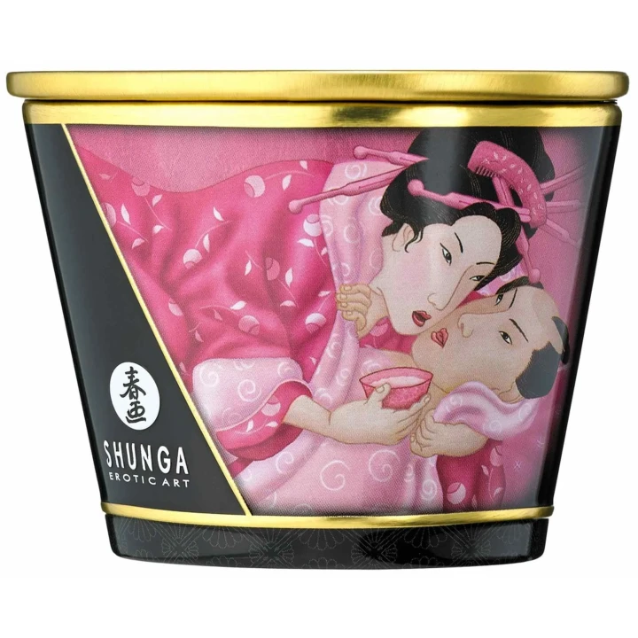 Świeca do masażu Shunga Aphrodisia, różany zapach, naturalne składniki, 170 ml